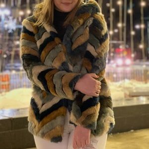 Colorful winter fur coat